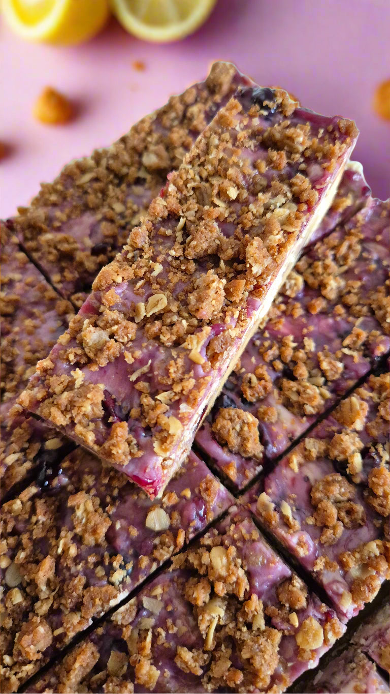Blackcurrant & Lemon crumble cheesecake style blondie image 1