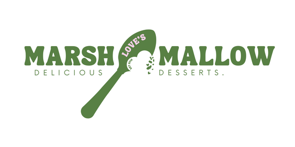 Marshmallow Loves Mallow logo with a green spoon and text on a white background