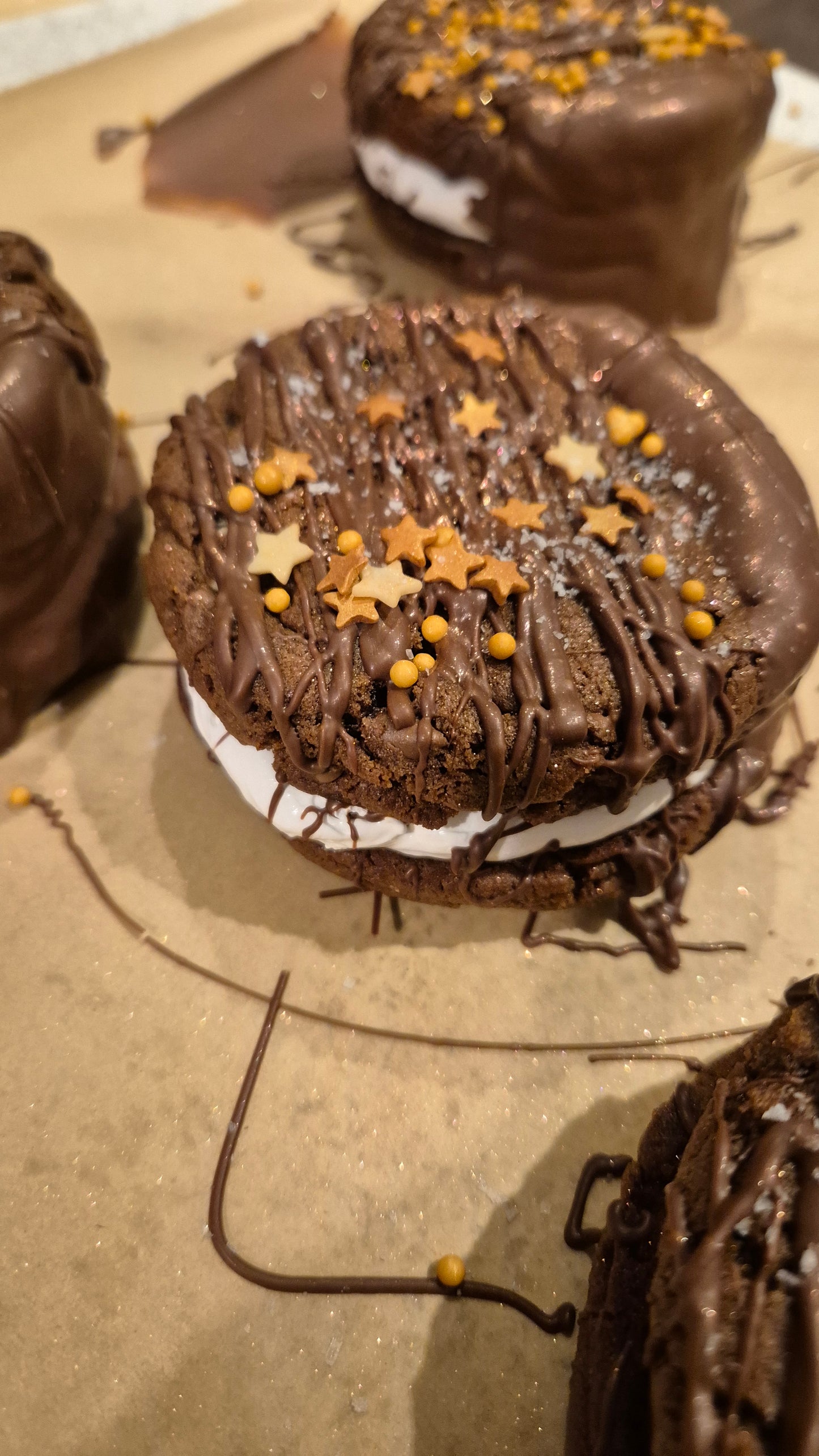 Triple Chocolate Salted Caramel Cookie Fluff Sandwich