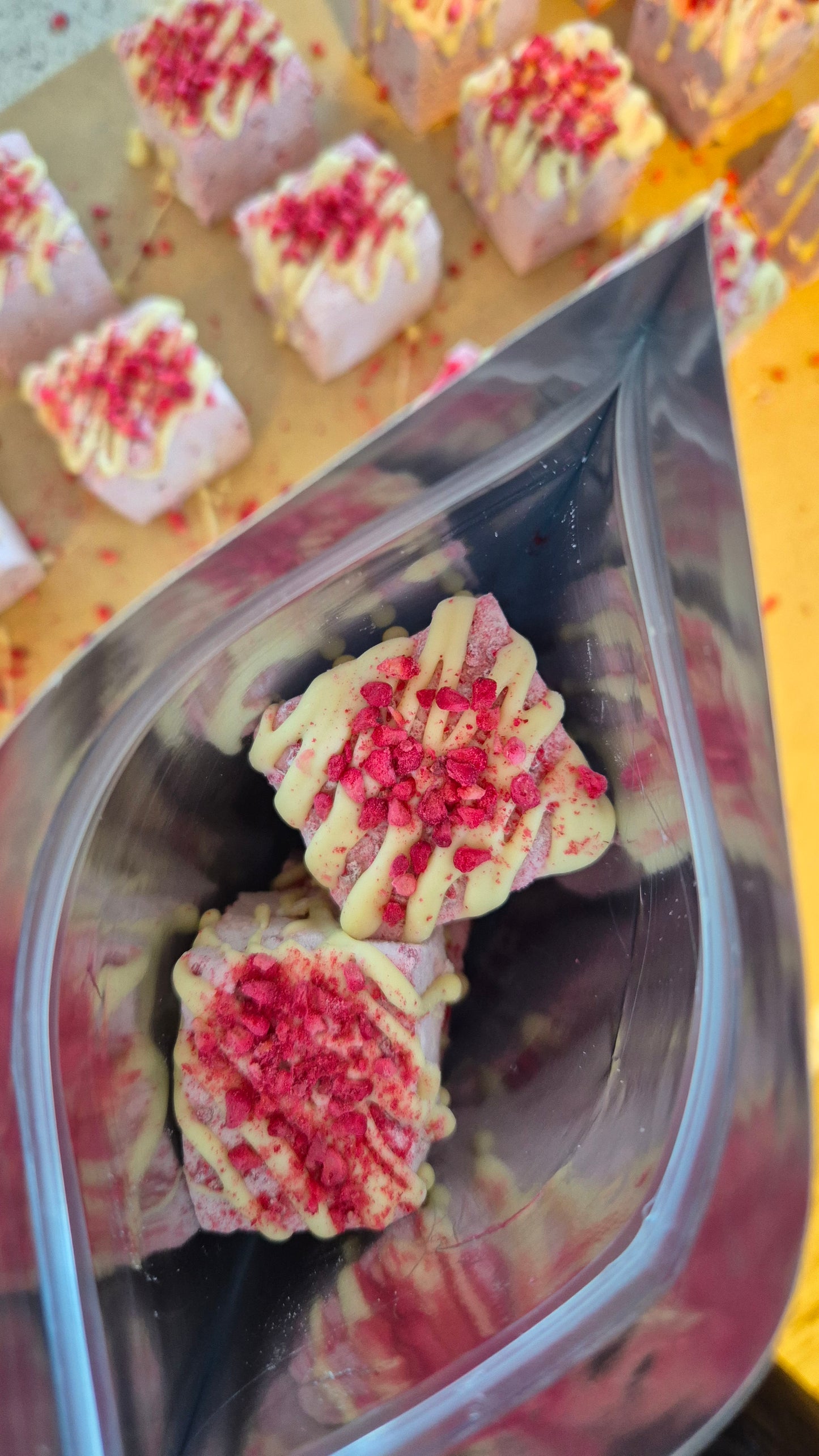 Christmas Raspberry & White Chocolate Gourmet Marshmallows
