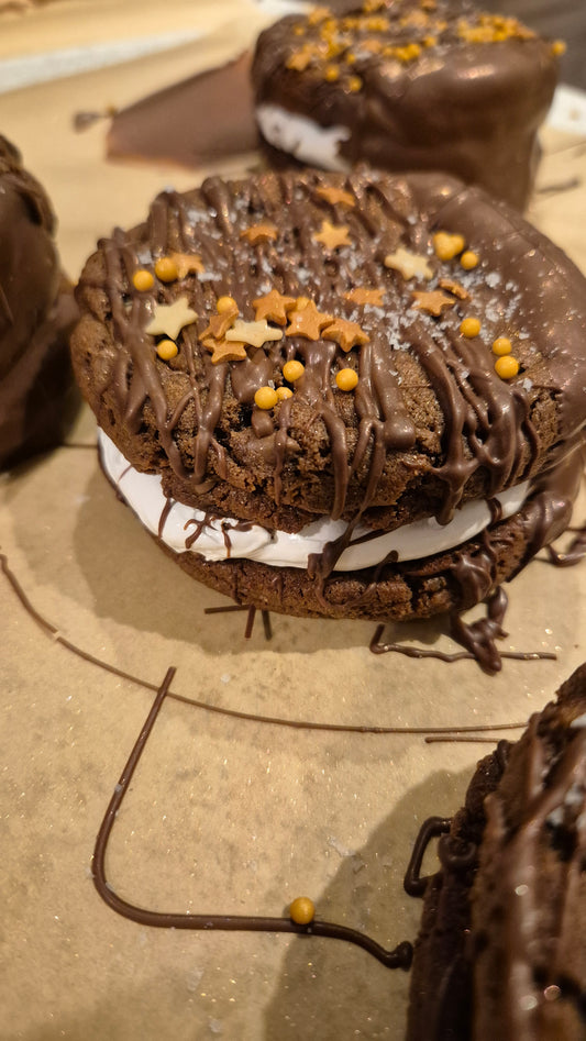 Triple Chocolate Salted Caramel Cookie Fluff Sandwich
