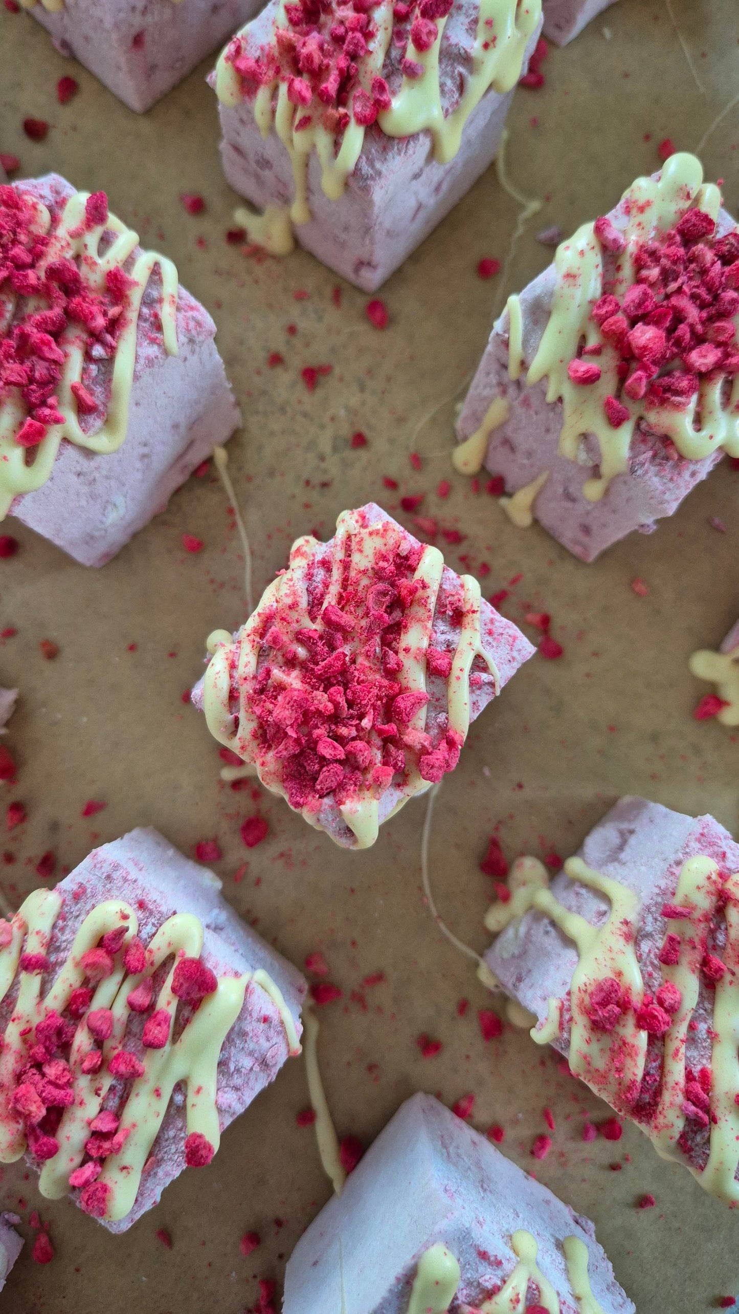 Christmas Raspberry & White Chocolate Gourmet Marshmallows