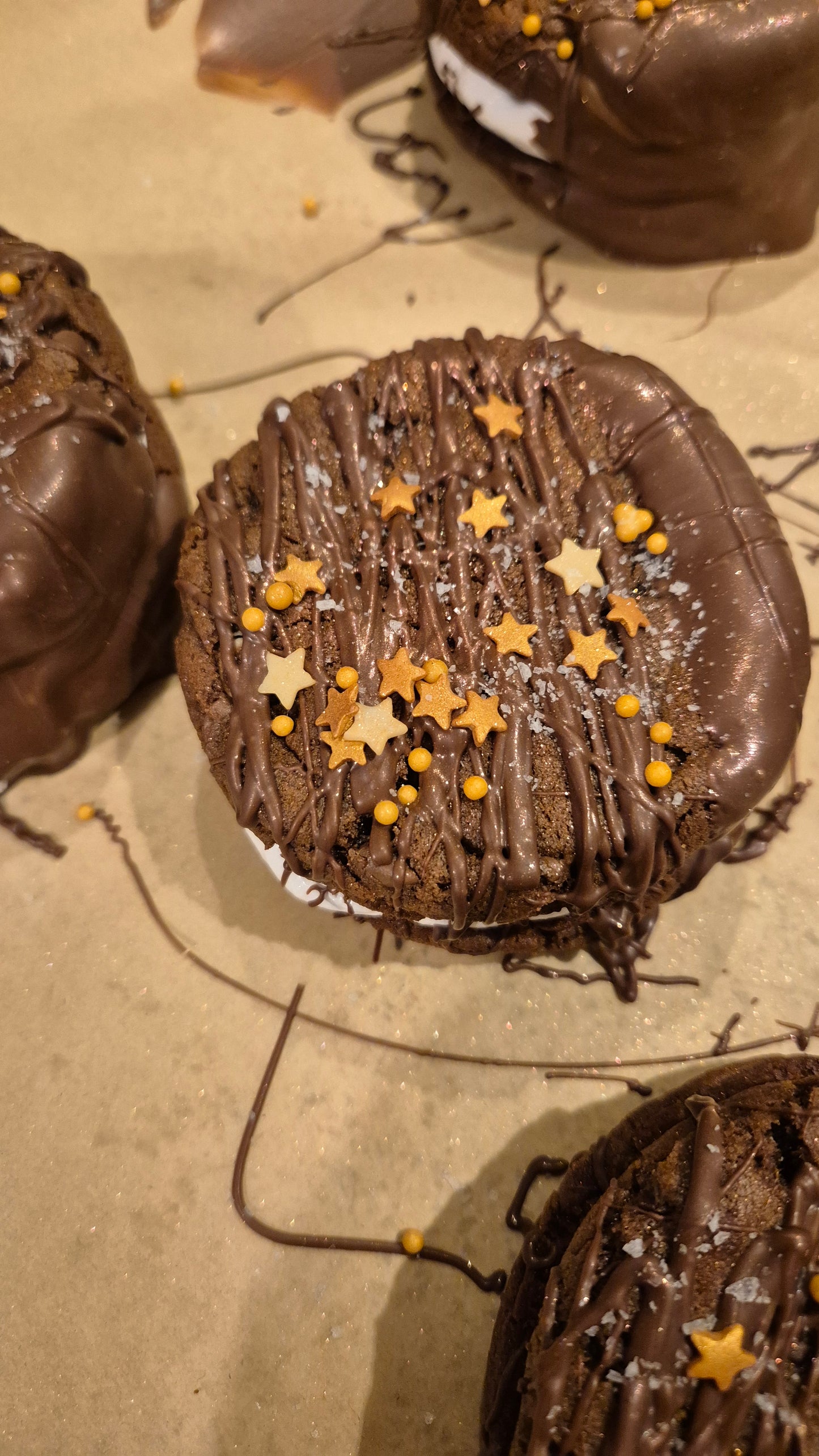 Triple Chocolate Salted Caramel Cookie Fluff Sandwich