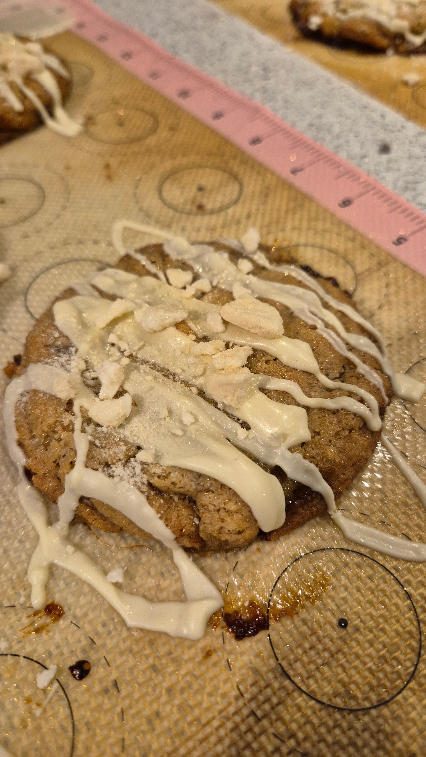 Apple & Fudge White chocolate Drizzle Cookies